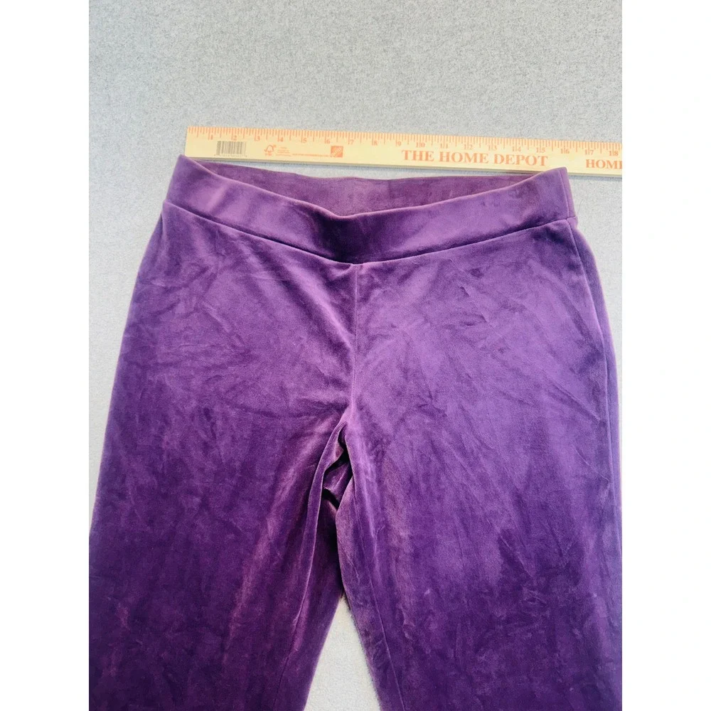 Juicy Couture Velour Pants Womens Large Purple Rhinestone Logo Y2K Flare Leg
